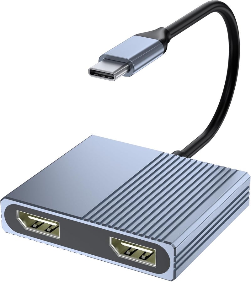 Movcle USB C to Dual Displayport Adapter for Mac/Dell/HP Laptop, 4K@60Hz Displayport Splitter 1 in 2 Out for Dual Monitors Extended Display, USB C to Display Port Cable, Dual Monitor Adapter, MST Hub - Image 1